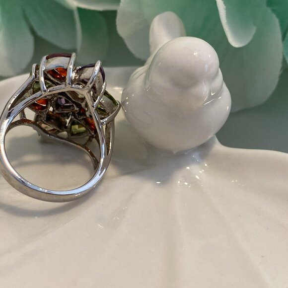 ABSTRACT FAUX CITRINE, RUBY, PERIDOT & AMETHYST CRYSTAL RING - Picture 7 of 8